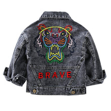 Load image into Gallery viewer, &quot;BRAVE&quot; Denim Jacket
